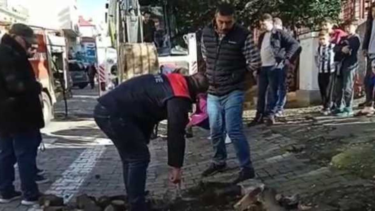 Giresun'da su tahliye borusuna sıkışan köpek yavrusu kurtarıldı