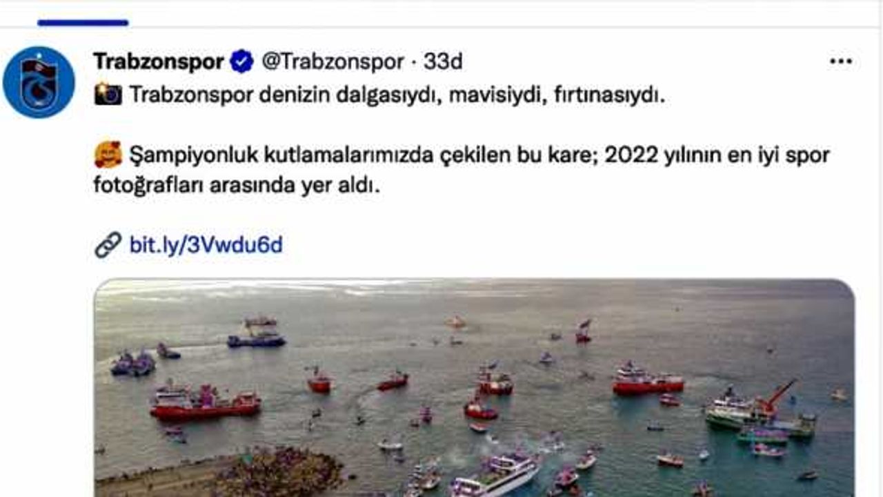 Trabzonspor, AA'nın "Yılın Fotoğrafları" oylamasındaki şampiyonluk kutlaması fotoğrafını paylaştı