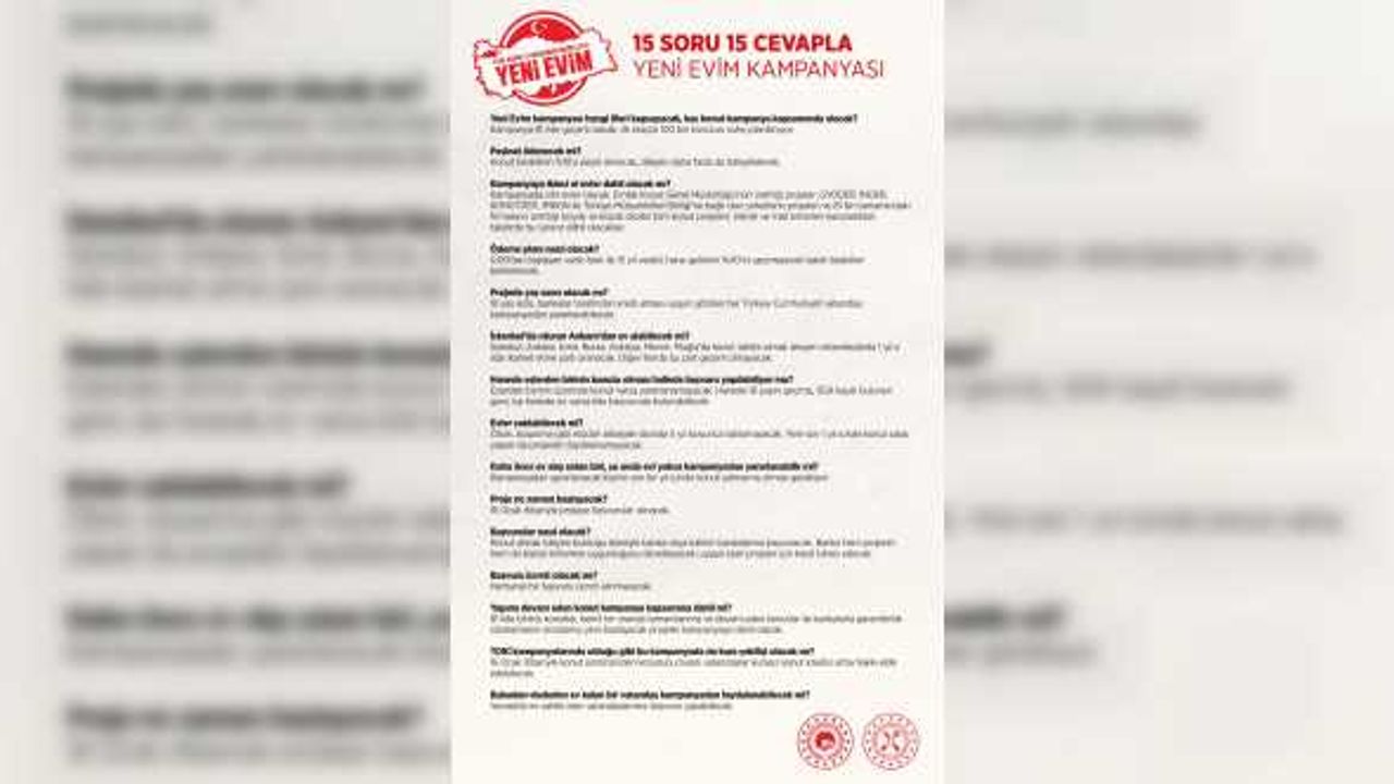 15 soruda "Yeni Evim Kampanyası"na ilişkin merak edilenler
