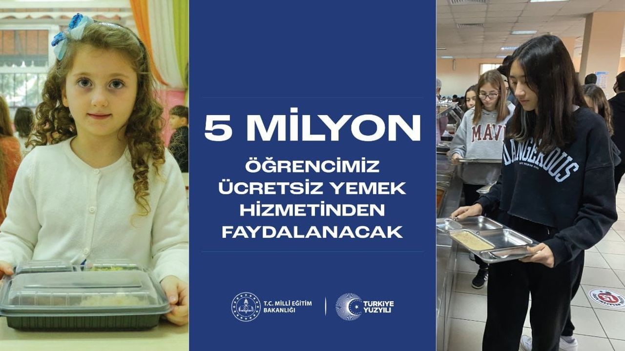 Türkiye’de 5 milyon, Kayseri’de 32 bin 717 öğrenciye ücretsiz yemek verilecek