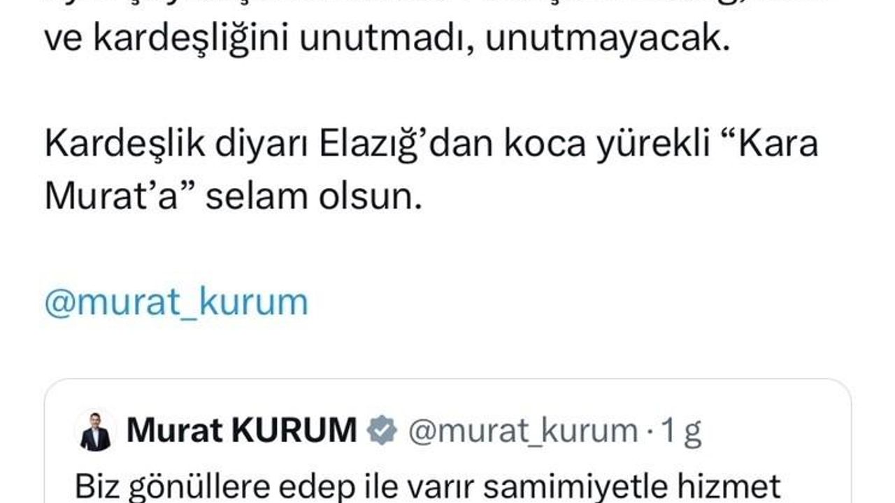 Başkan Şerifoğulları’ndan Murat Kurum’a: 