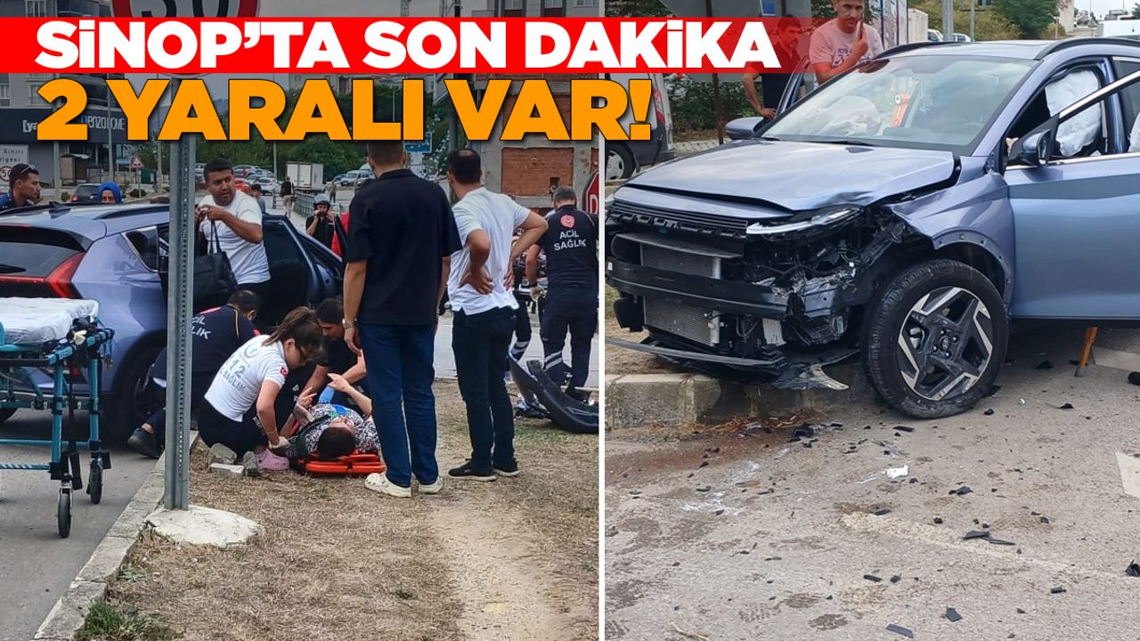 Sinop’ta trafik kazası! İki otomobil çarpıştı!