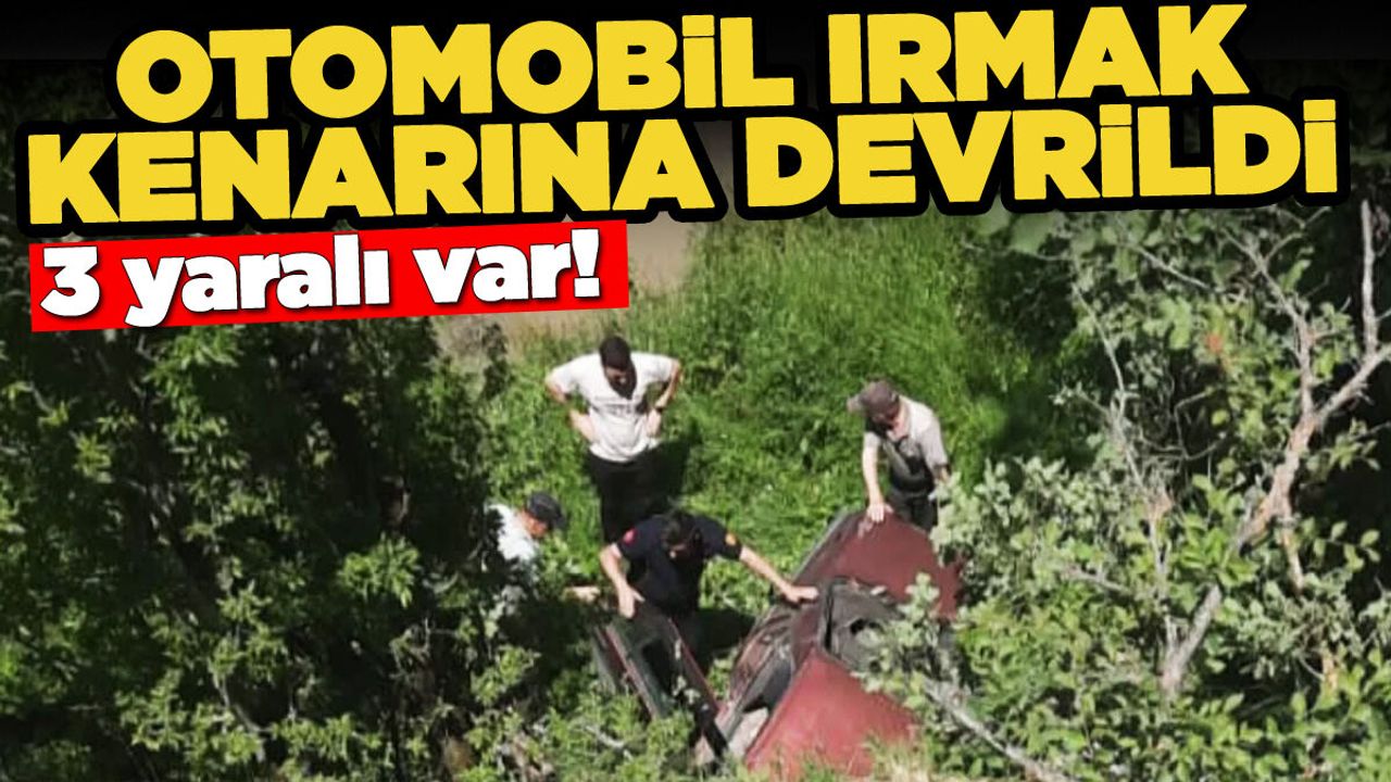 Otomobil ırmak kenarına devrildi: 3 yaralı