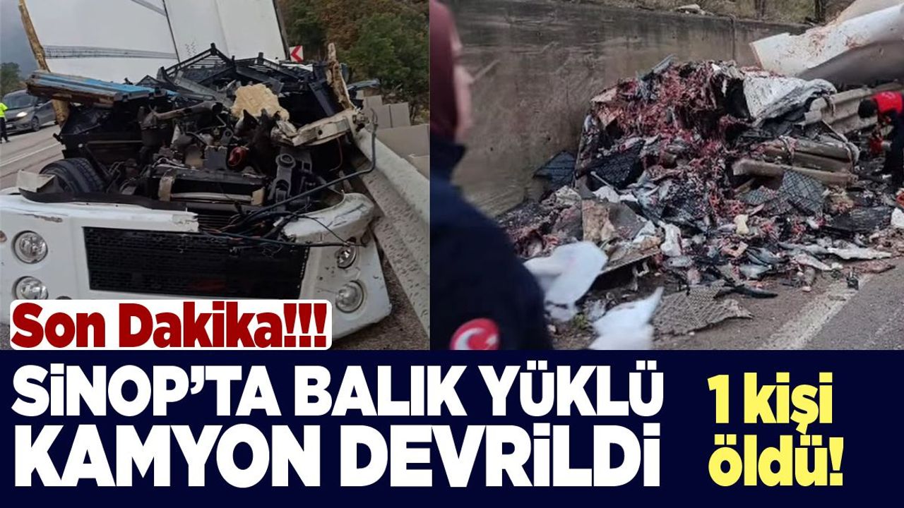Sinop'ta balık yüklü kamyon devrildi: 1 ölü!
