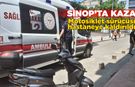 Sinop'ta motosiklet devrildi, sürücü yaralandı