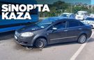 Sinop’taki kazada otomobilde hasar oluştu