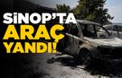 Sinop'ta seyir halindeki cip yandı
