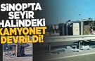 Sinop’ta mermer yüklü kamyonet devrildi