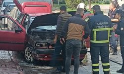 Karabük'te park halindeki otomobilde çıkan yangın söndürüldü