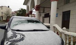 Çatalca’nın yüksek kesimlerinde kar yağışı etkili oldu