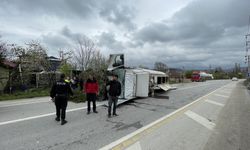 Bolu'da devrilen tankerin sürücüsü yaralandı