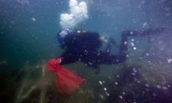 Balıkadamlar Caddebostan Sahili'nde deniz dibi temizliği yaptı