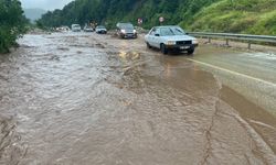 Düzce'de sağanak nedeniyle kara yolu ulaşıma kapatıldı, iki katlı ev yıkıldı