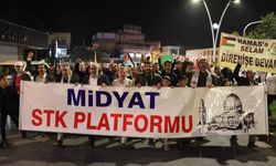 MARDİN - Filistin'e destek yürüyüşü düzenlendi