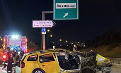 İZMİR - Otoyolda bariyere çarpan taksideki 1 kişi öldü, 5 kişi yaralandı