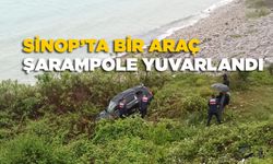 Sinop'ta 1 araç şarampole yuvarlandı