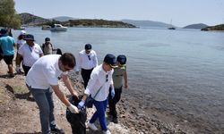 MUĞLA - Bodrum'da tekneyle ulaşılan plajda çevre ve deniz dibi temizliği yapıldı