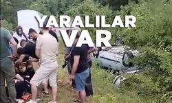Sinop - Ayancık yolunda araç şarampole devrildi
