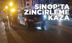 Sinop'ta 3 araç birbirine girdi