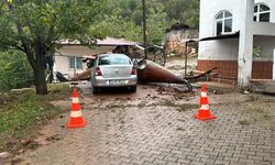 Karabük'te şiddetli fırtına cami minaresini devirdi