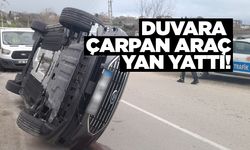 Sinop’ta araç yan yattı