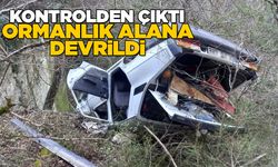 Sinop'ta otomobil ormanlık alana devrildi