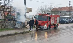 Sinop’ta çöp konteyneri alev aldı