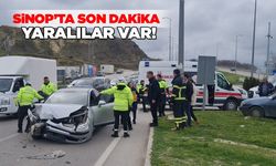 Sinop’ta iki otomobil çarpıştı, yaralılar hastanede