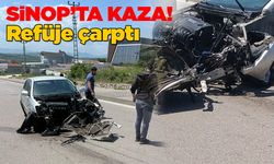 Direksiyon hakimiyetini kaybeden sürücü refüje çarptı