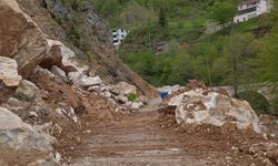 Giresun’da heyelan nedeniyle yol kapandı