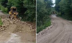 Sinop’ta heyelan nedeniyle kapanan yol ulaşıma açıldı