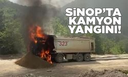 Sinop'ta kamyon alevlere teslim oldu