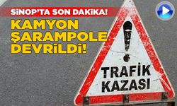 Sinop’ta kamyon şarampole devrildi