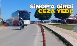 Şehir merkezine giren tur otobüsüne ceza uygulandı