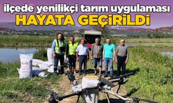 Drone ile çeltik ekimi başladı