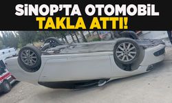 Beton korkuluğa çarparak takla attı