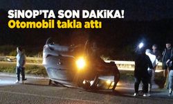 Sinop'ta otomobil takla attı