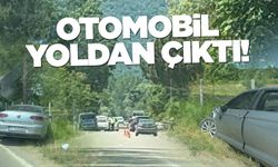 Kontrolden çıkan otomobil avluya çarptı