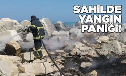 Sahildeki yangın ekipleri harekete geçirdi