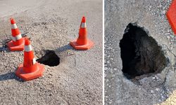 Sinop’ta asfalt altında çökme meydana geldi