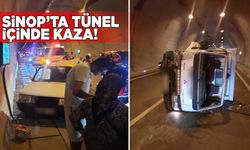 Tünel içinde kamyonet ile otomobil çarpıştı
