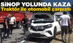 Traktör ile otomobil çarpıştı: 2 yaralı