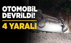 Kontrolden çıkan araç devrildi