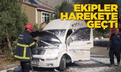 Park halindeki minibüste yangın çıktı