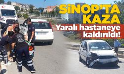 Sinop’ta refüje çarpan otomobil ters döndü