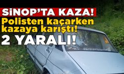 Sinop'ta polisten kaçan araç kaza yaptı