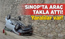 Sinop'ta kaza: Otomobil takla attı!