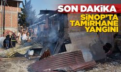 Sinop’ta tamirhane ve çevresindeki tarlada yangın çıktı