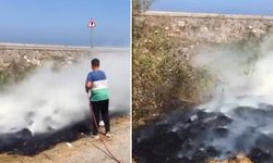Yol kenarında çıkan yangın korkuttu