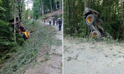 Sinop'ta kepçe devrildi